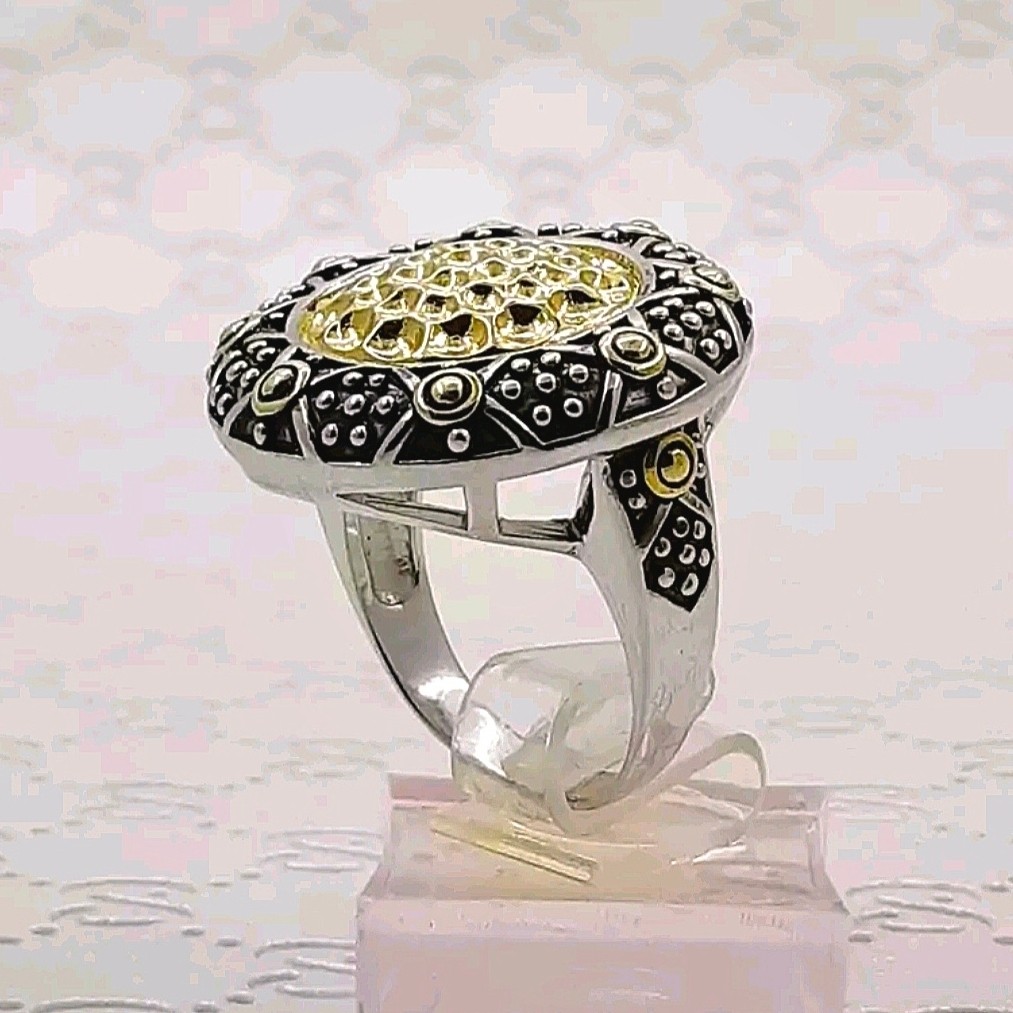 انگشتر نقره تایلندی دورنگ فوق العاده زیبا و لاکچری