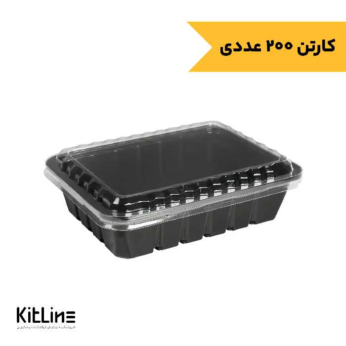 ظرف یکبار مصرف پلی پروپیلن 17×22 سانتیمتری مشکی درب دار مهر پارسا (کارتن 200 عددی)