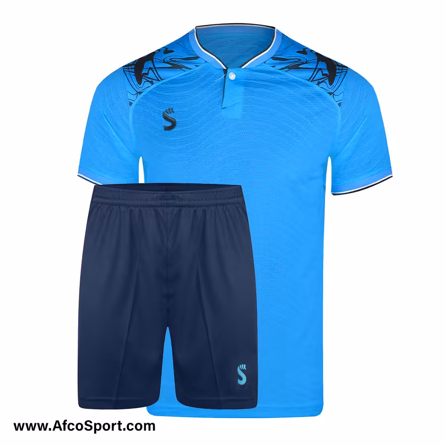 پیراهن شورت تیمی آبی فیروزه ای مدل ژاکارد سینا اسپرت فصل 1401-1402