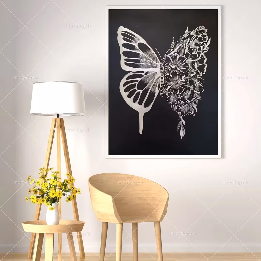 تابلو خراش روی فلز طرح پروانه 