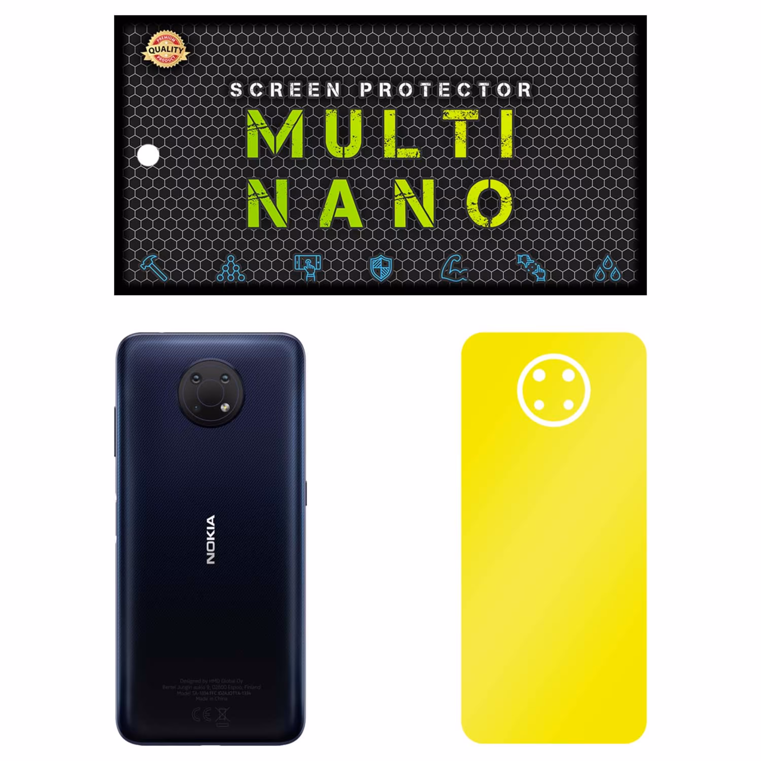 برچسب پوششی MultiNano مدل X-F1M برای پشت موبایل نوکیا G10 رنگ زرد مات