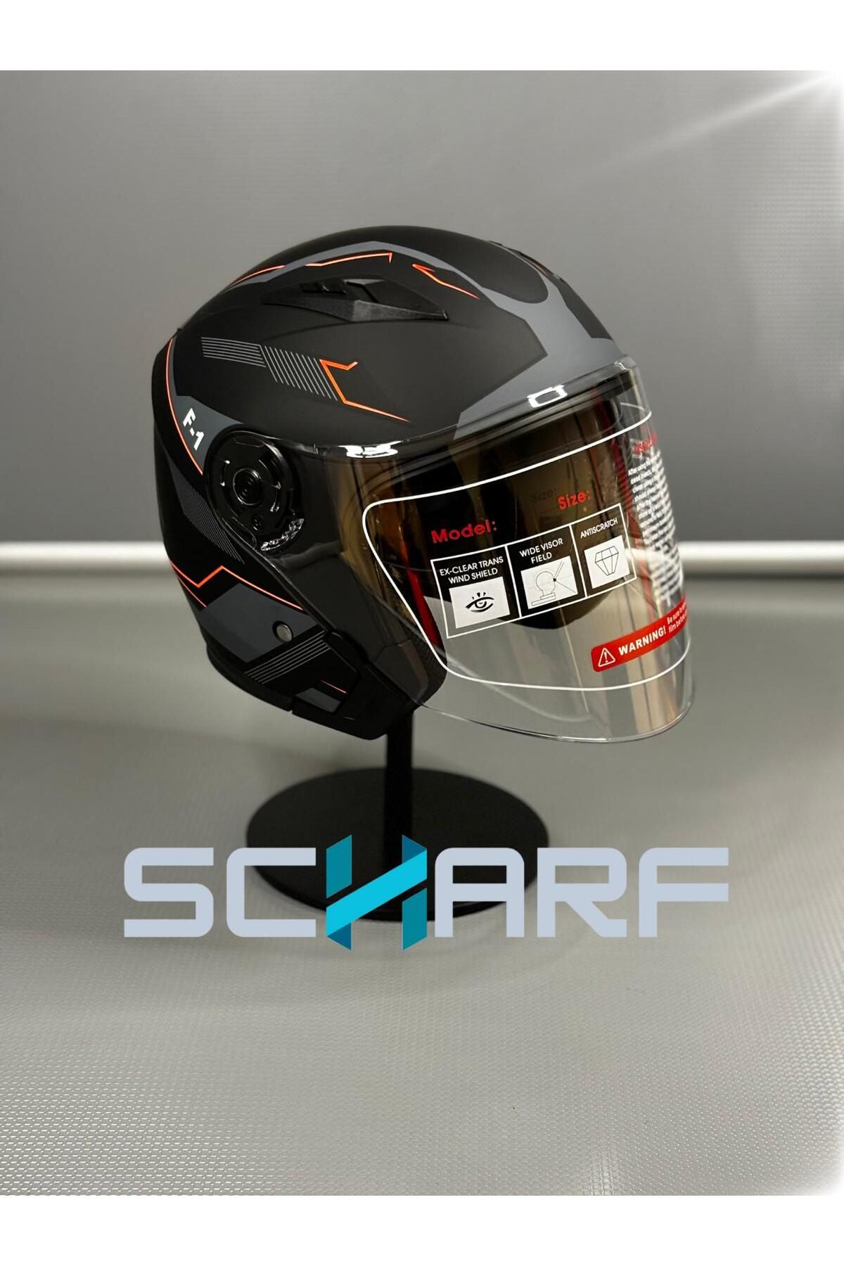 کلاه کاسکت موتورسیکلت مشکی SCHARF JK 526Z F1 SUN HALF WITH VIZIERS JK20