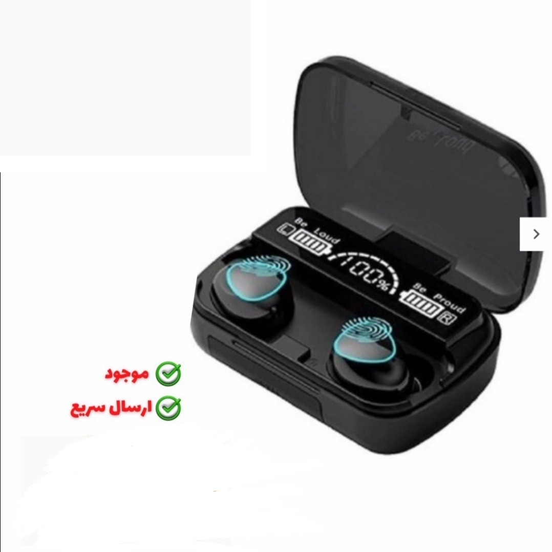 ایرپاد بی سیم هدفون و هندزفری مدل m10 با نسخه بلوتوث 53 و پاور بانکدار و رنگ مشکی و خوش صدا و با کیفیت عالی