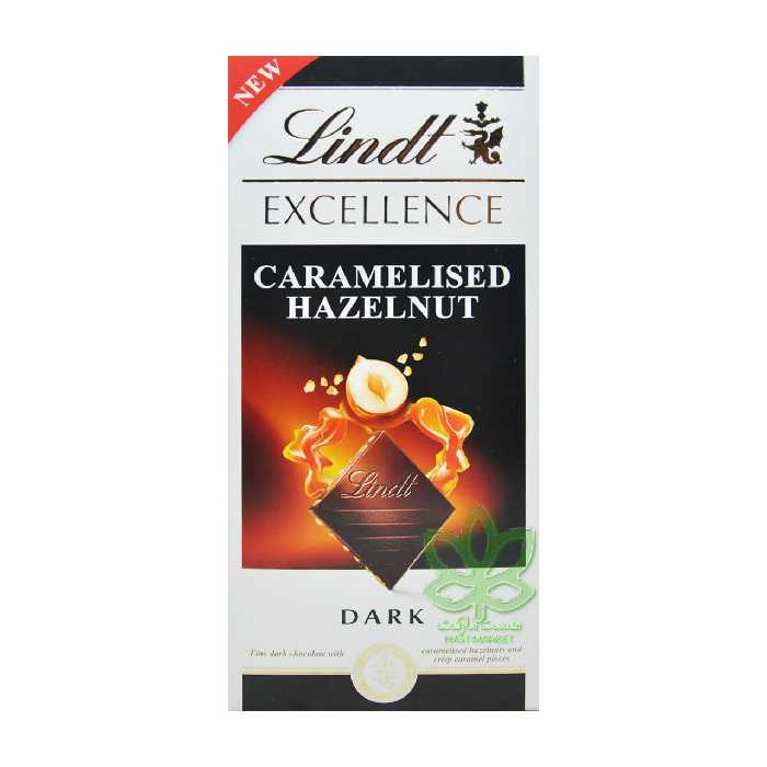 شکلات تلخ فندق کاراملی 100 گرم اکسلنس لینت - lindt