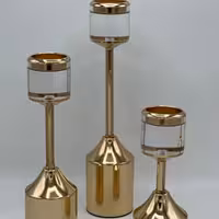 ست شمعدان سه سایز اکرولیک طلایی و نقره ای کد 20-19-18-2005