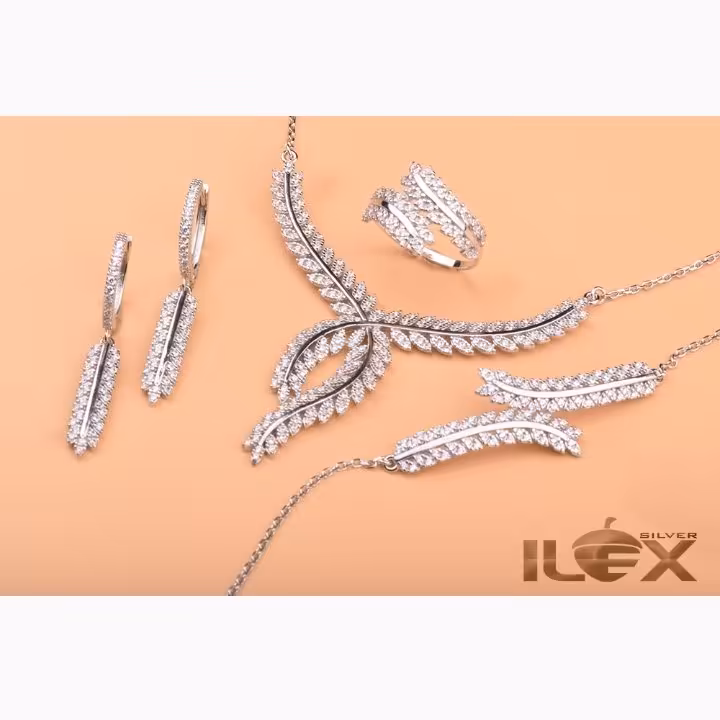 سرویس جواهرمیکرو زنجیری نقره عیار925ابکاری طلارنگ ثابت