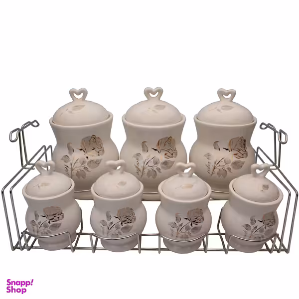 جا ادویه 7 پارچه مام لوکس مدل رز نقره ای کد 1082