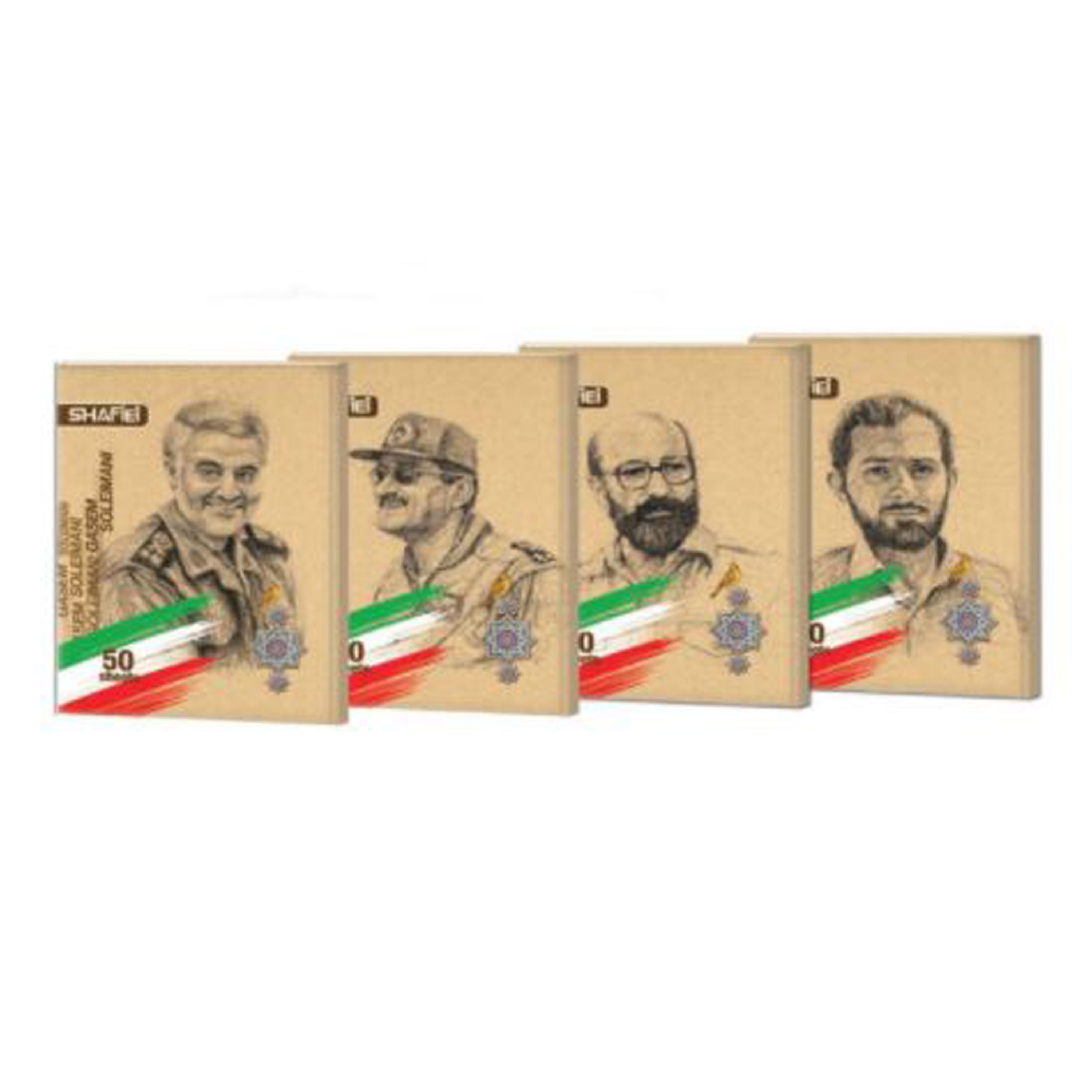 دفتر خط دار 50 برگ شفیعی کد 90 در طرح های متفاوت مجموعه 4 عددی