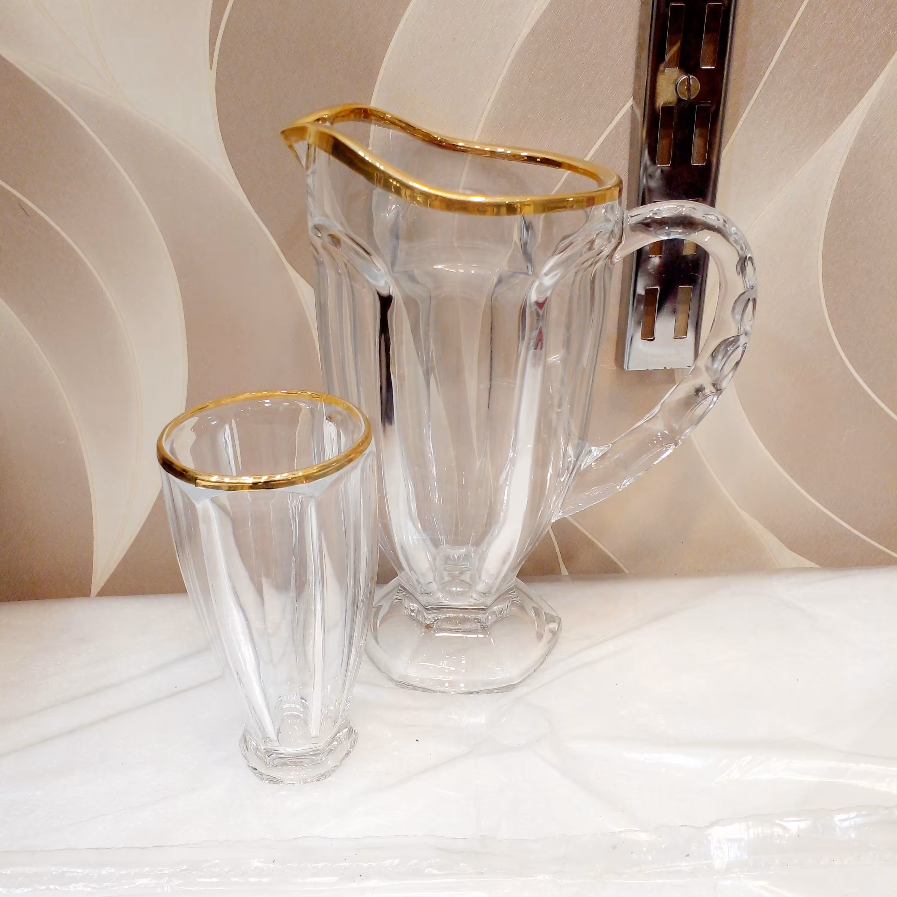 پارچ لیوان لب طلایی 