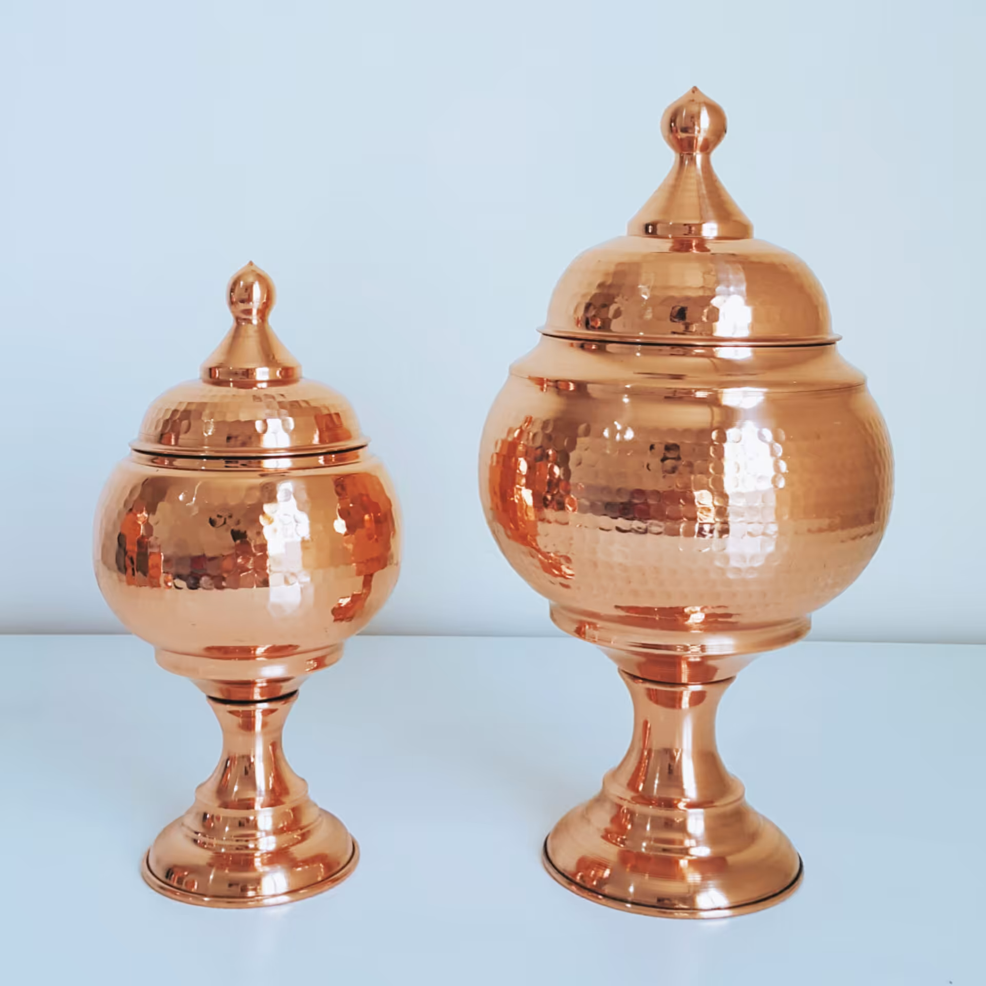 ست شکلات خوری و قندان مسی پایه دار   (چکشی  و نانو شده ) شیک و مجلسی