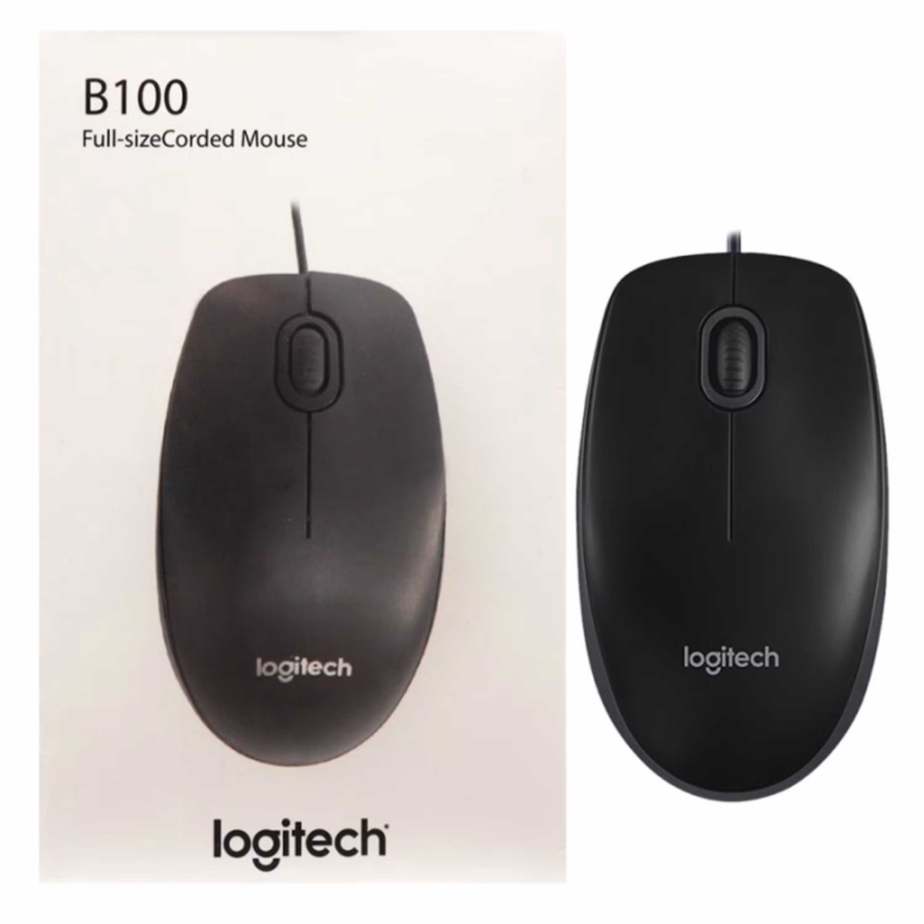 ماوس سیم دار مدل B100 طرح لاجیتیک اپتیکال با 3 کلید