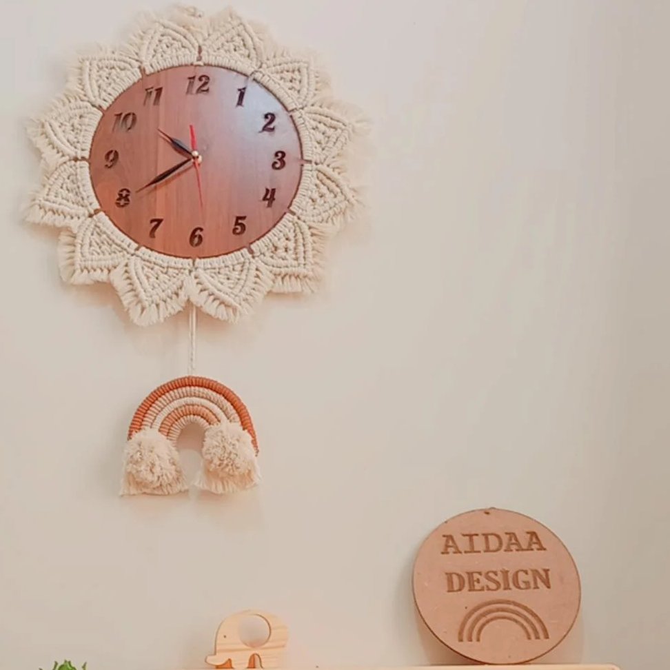 ست ساعت دیواری رنگین‌کمان جنس مکرومه