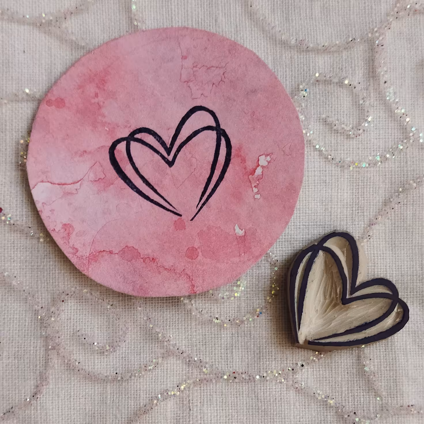 مهر دستساز قلب مینیمال کیوت مناسب زیبا کردن بسته بندی پاکت پارچه و ساخت تگ تشکر