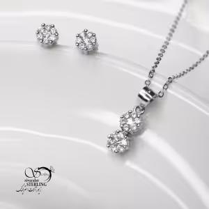 نیمست نقره زنانه طرح فلاور 2تایی