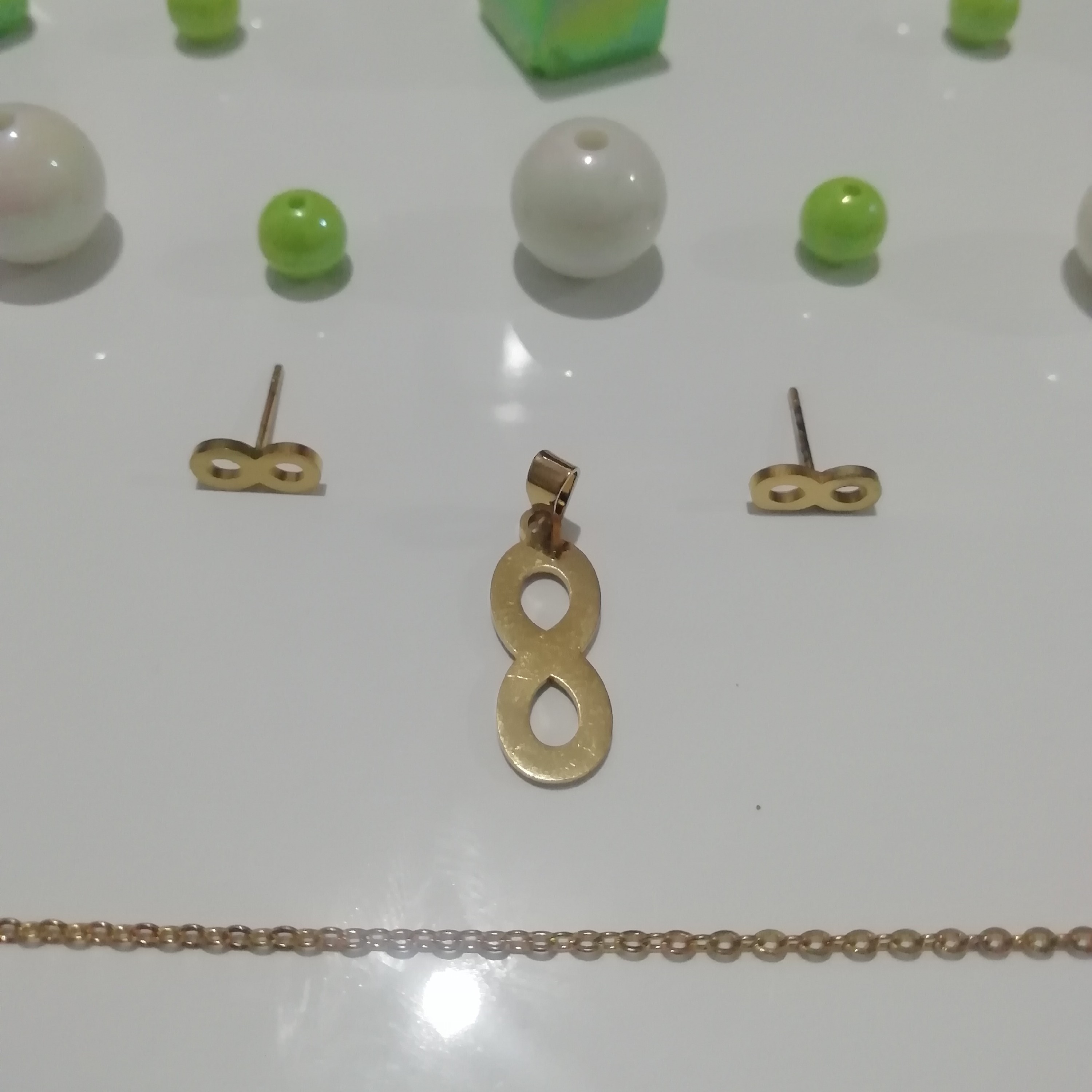 نیم ست استیل زنجیردار طرح بینهایت