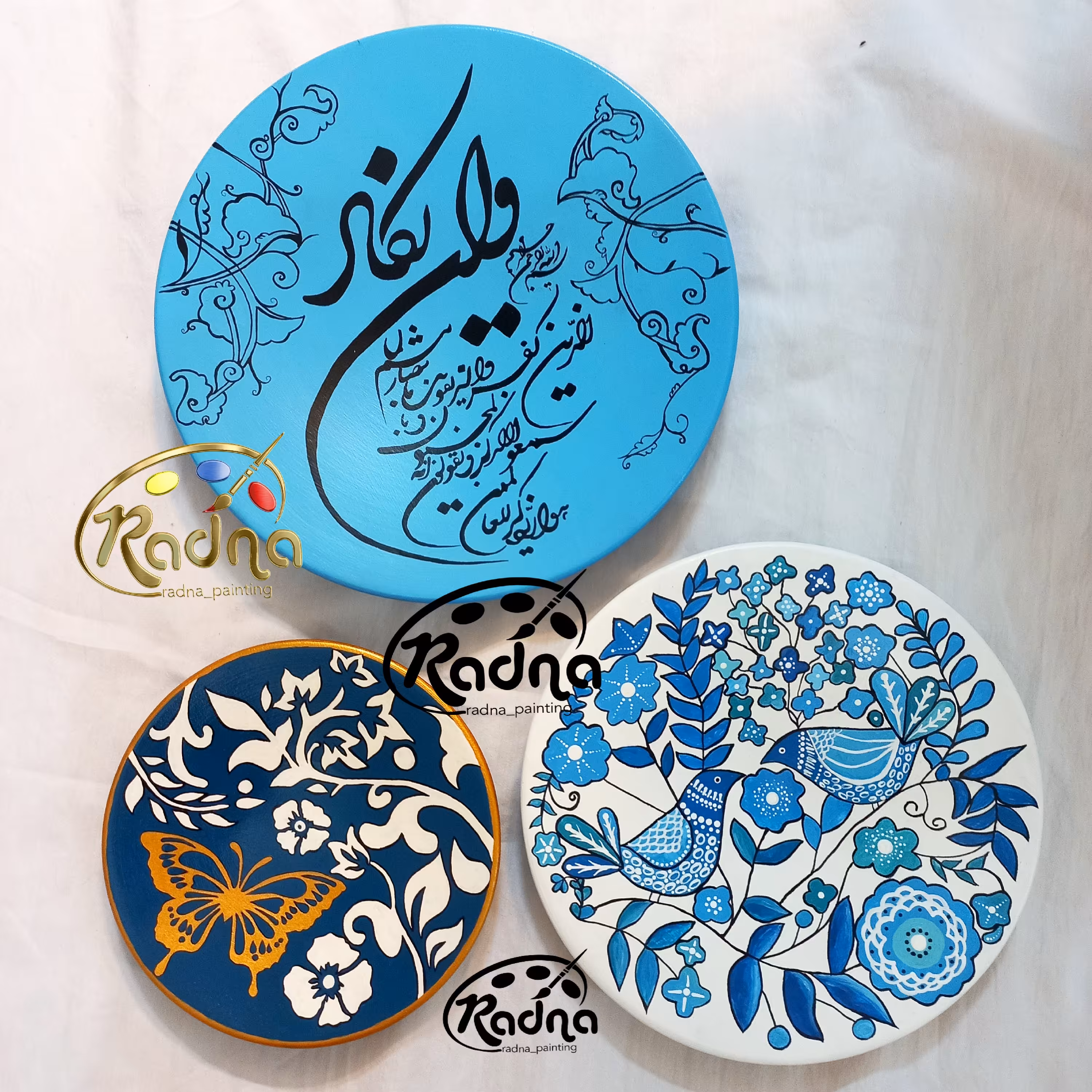 دیوارکوب سفالی ست وان یکاد و مرغ آمین و پروانه سایز30و25 و20 سانتی