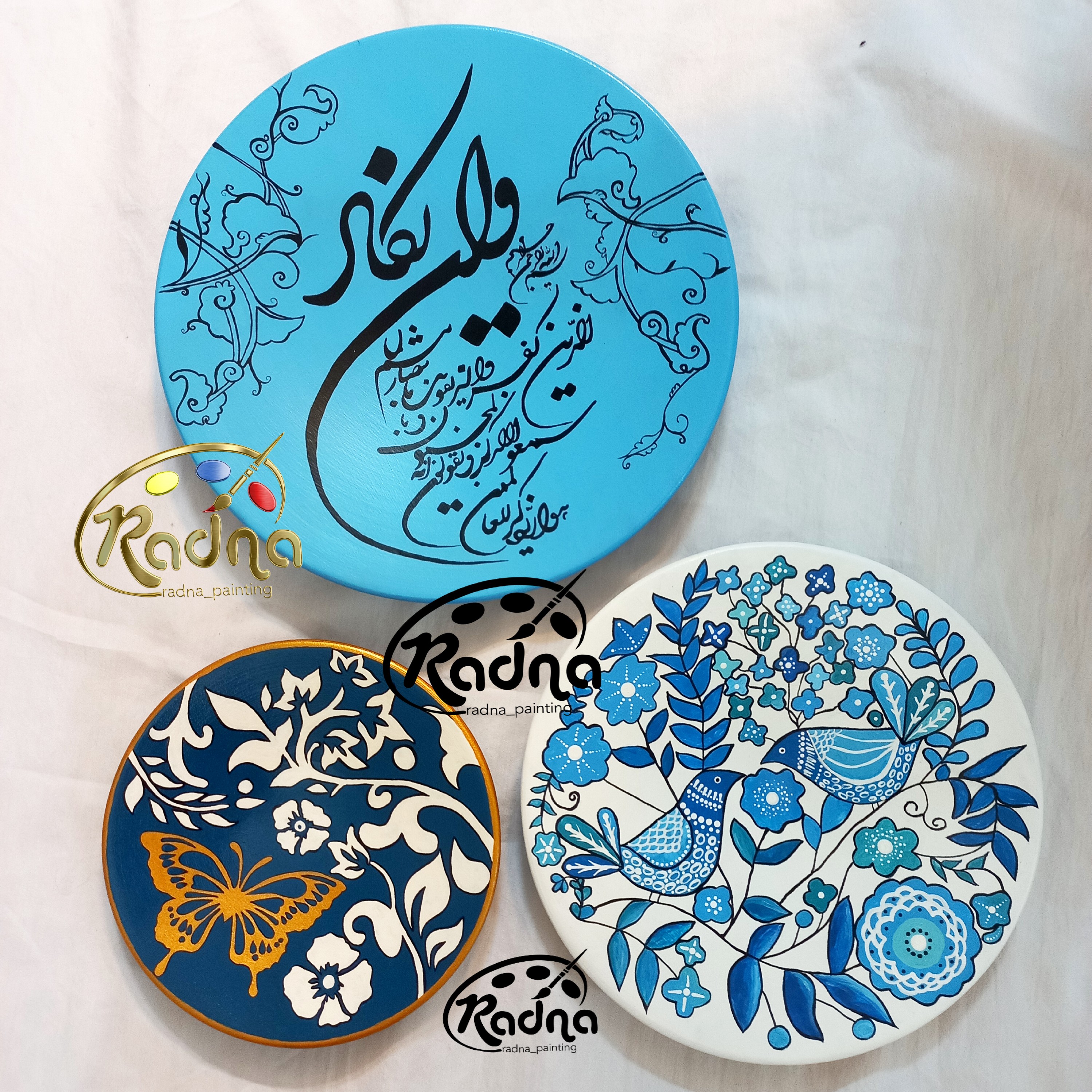 دیوارکوب سفالی ست وان یکاد و مرغ آمین و پروانه سایز30و25 و20 سانتی