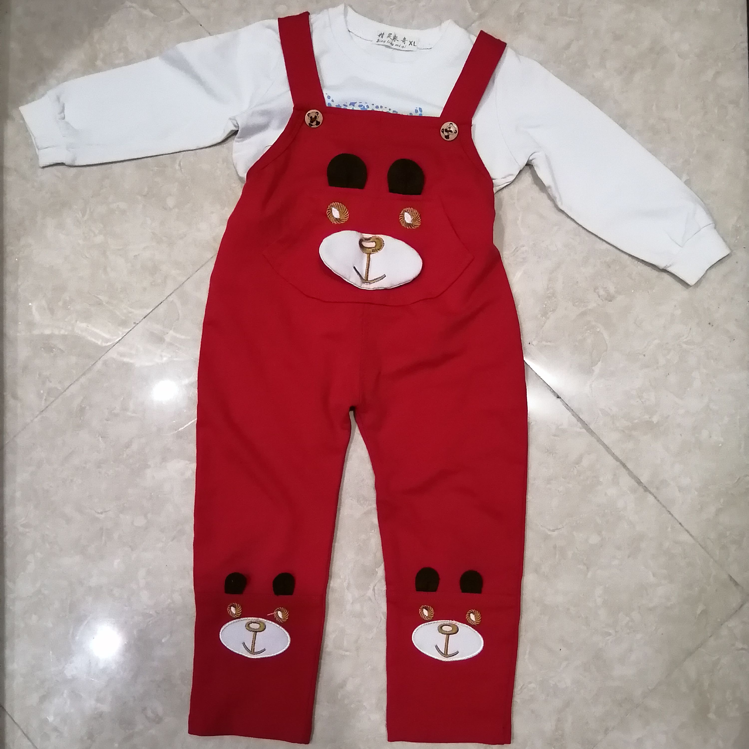 بلوز شلوار پیشبندی اسپرت عروسکی جیب دار