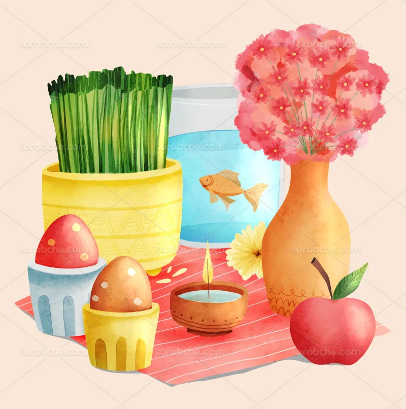 وکتور نقاشی سفره هفت سین | گرافیک با طعم تربچه