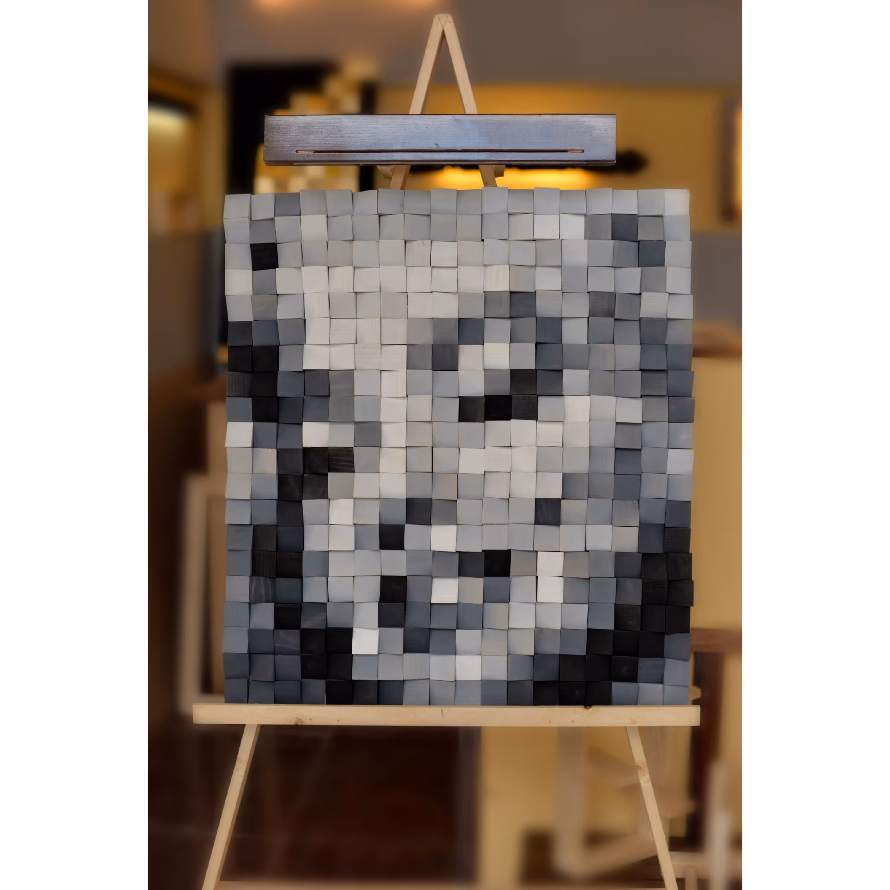 تابلوی دیواری کاملاً چوبی و دستساز پیکسلی مدل مرلین مونر