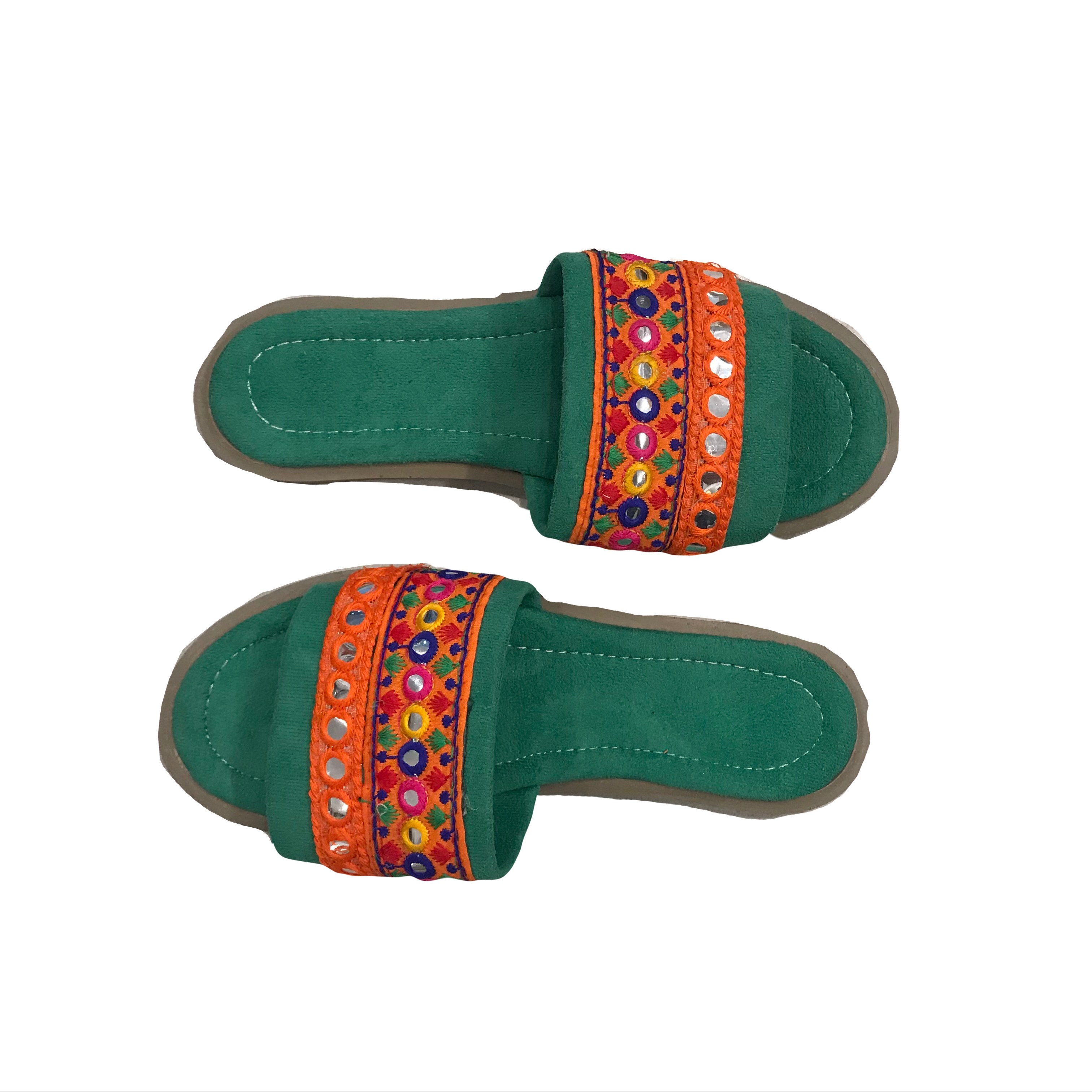 صندل با نوار مدل سبز نارنجی