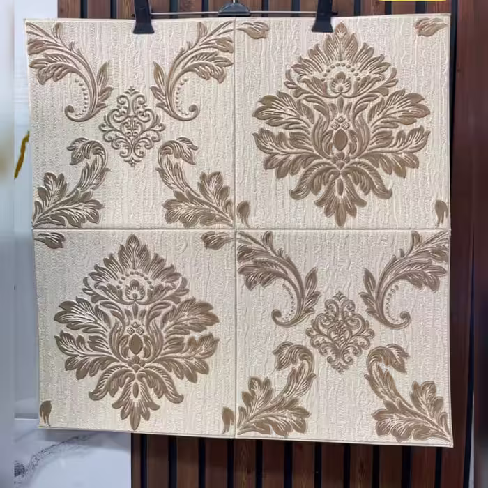 دیوارپوش فومی پشت چسبدار وارداتی داماس 3 ابعاد 70در70 cm ضخامت 5میل (پس کرایه)