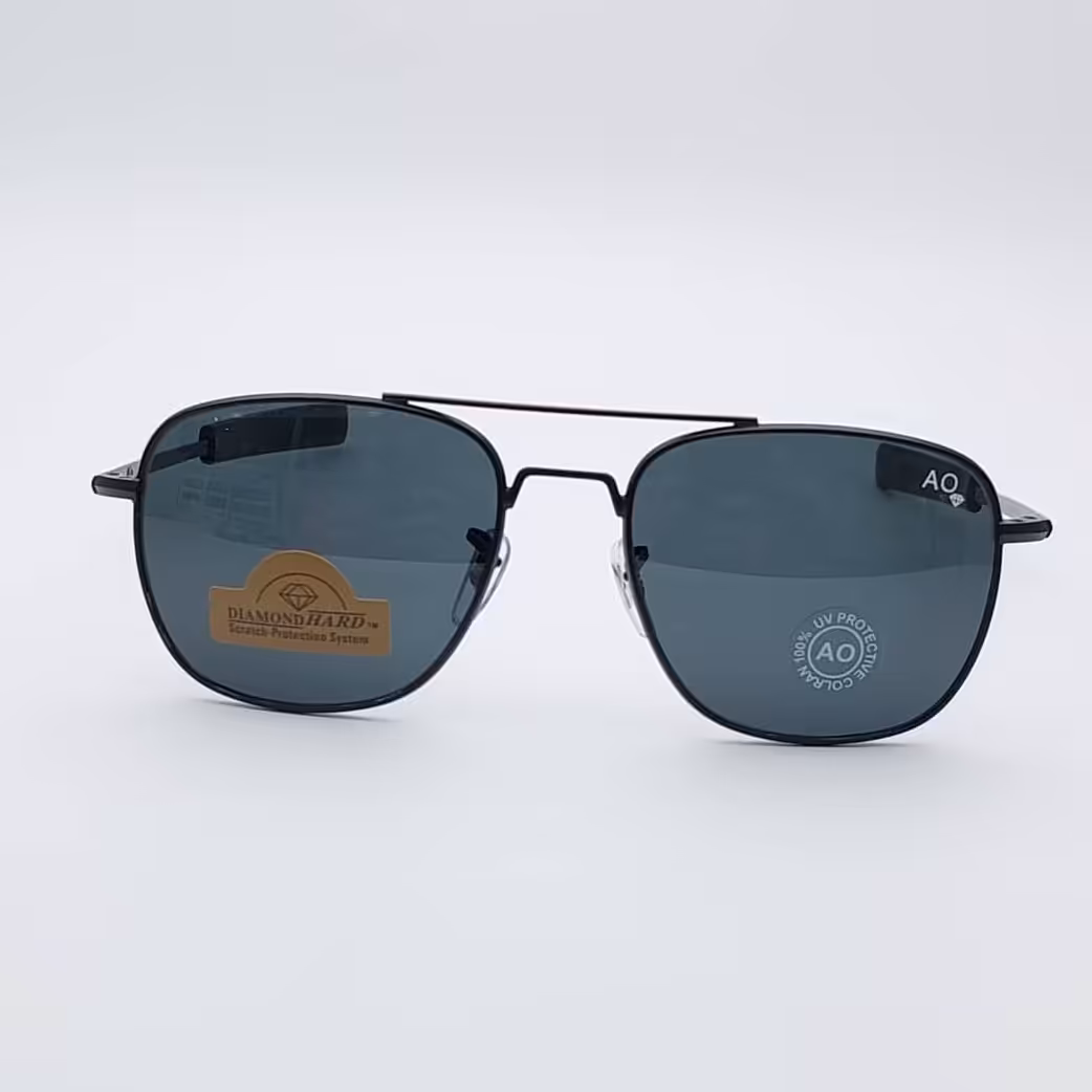 عینک آفتابی مردانه AO شیشه سنگ فریم مشکی ارسال رایگان
