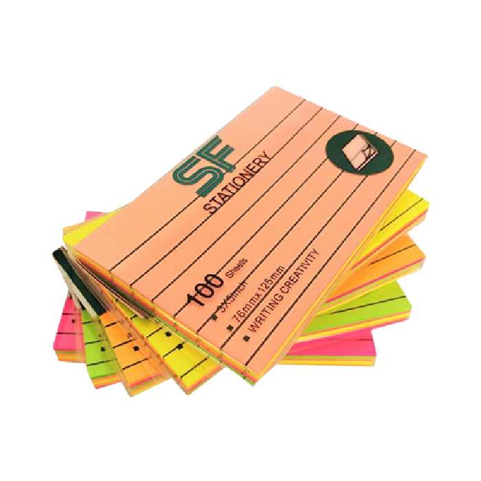 کاغذ یادداشت-پست ایت100 برگ 12/5*7/5خط دار SF رنگی