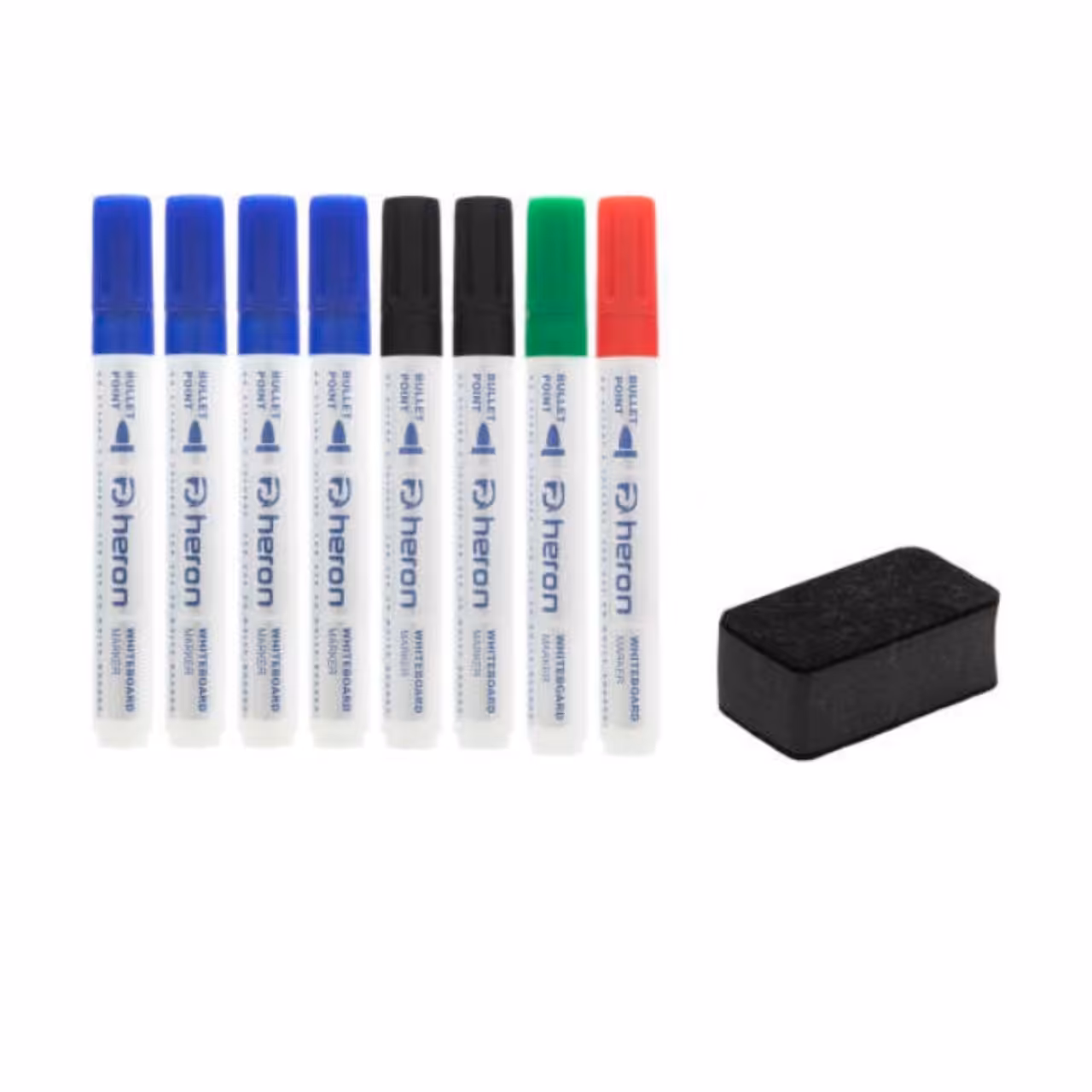 ماژیک هرون بسته 8 عددی به همراه تخته پاک کن و جاماژیکی پلاستیکی
