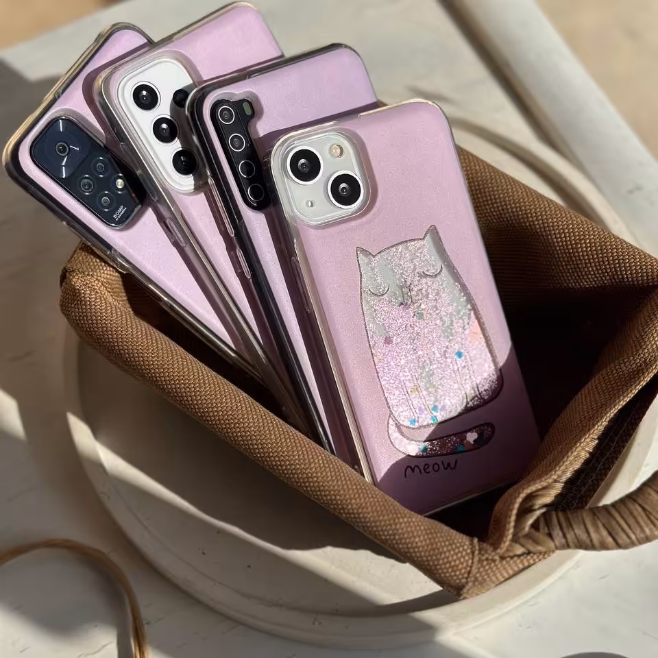 قاب آیفون ، سامسونگ ، شیائومی گربه صورتی آکواریومی Meow