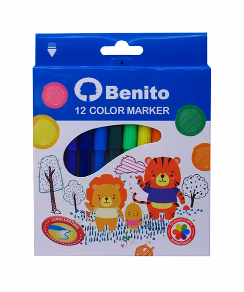 ماژیک نقاشی بنیتو مقوایی 12 رنگ