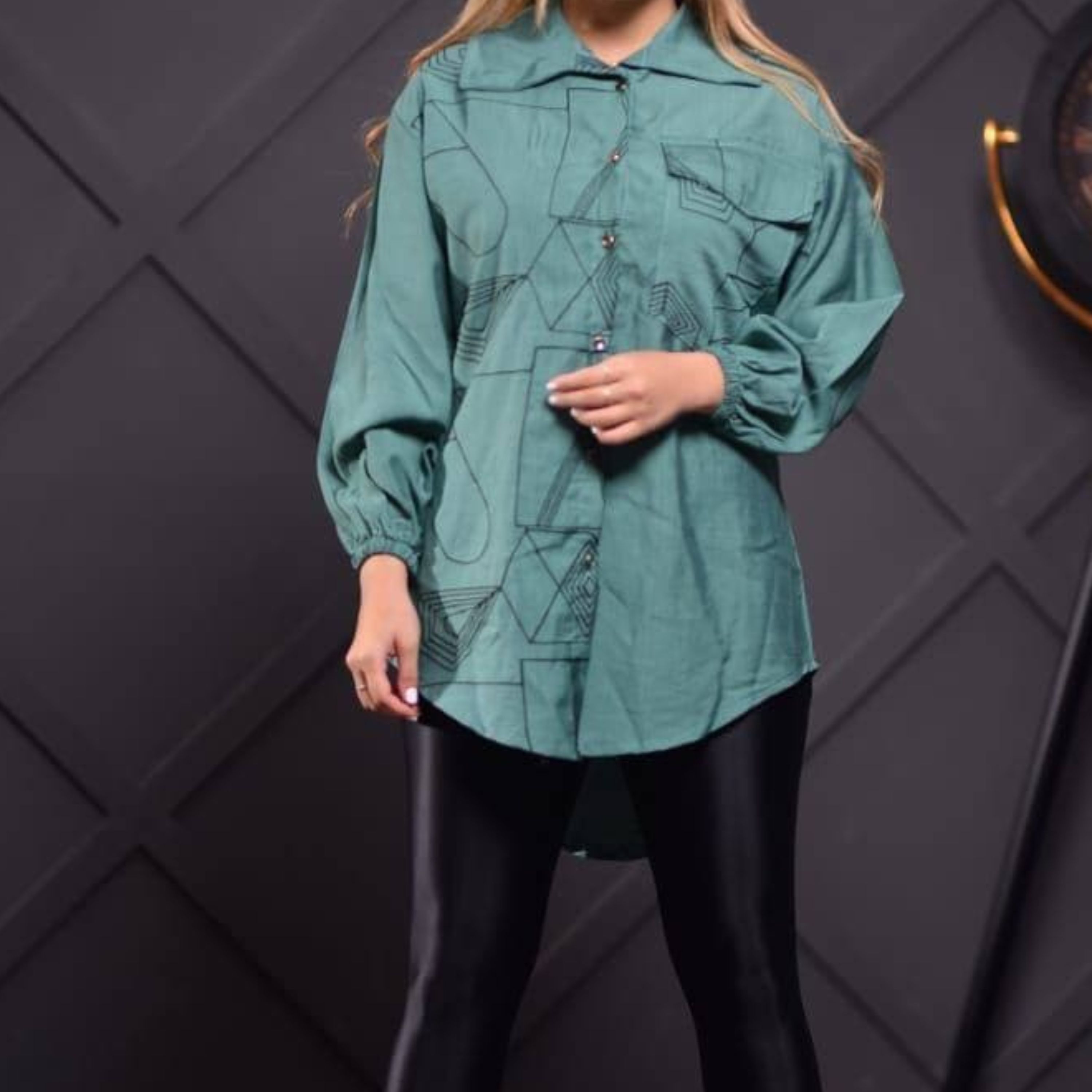 شومیز مانتویی پارچه بابوس و بابوس خامه دوزی