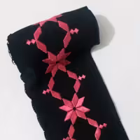 نوار خامه دوزی یک متری ,دست دوز, با نخ ابریشم نتابیده 