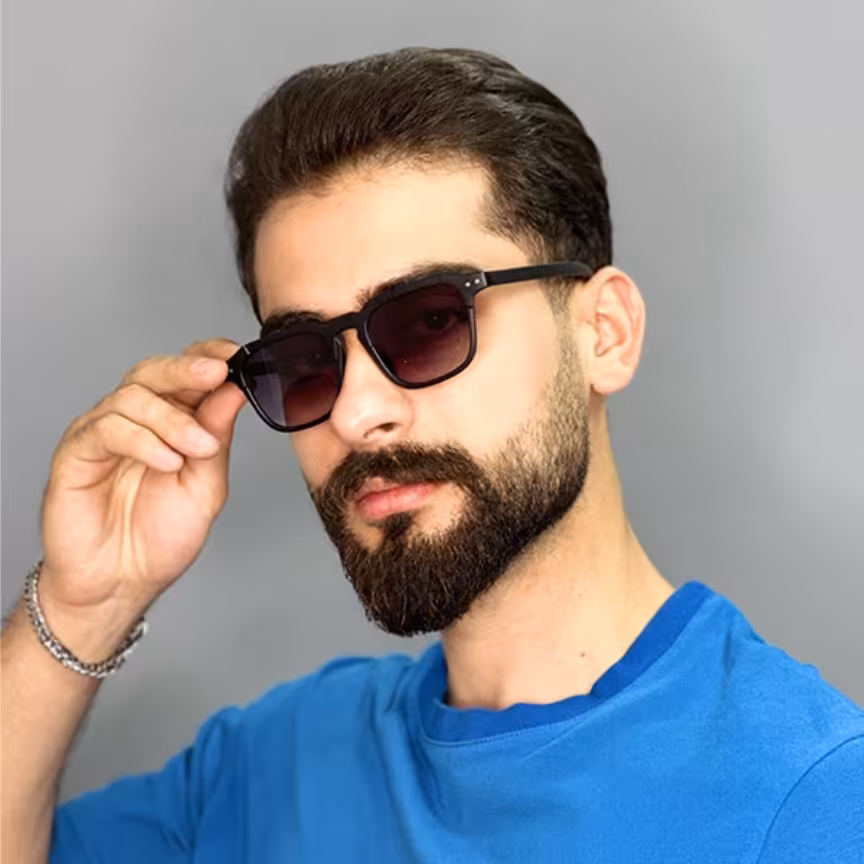 عینک آفتابی مردانه اورجینال مشکی برند ری بن چندضلعی یووی400

