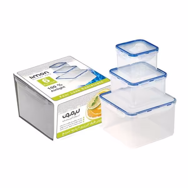 سرویس ظرف فریزری 6 پارچه مربع لیمون