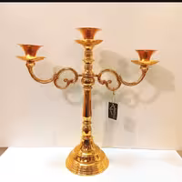 شمعدانی فلزی طلایی