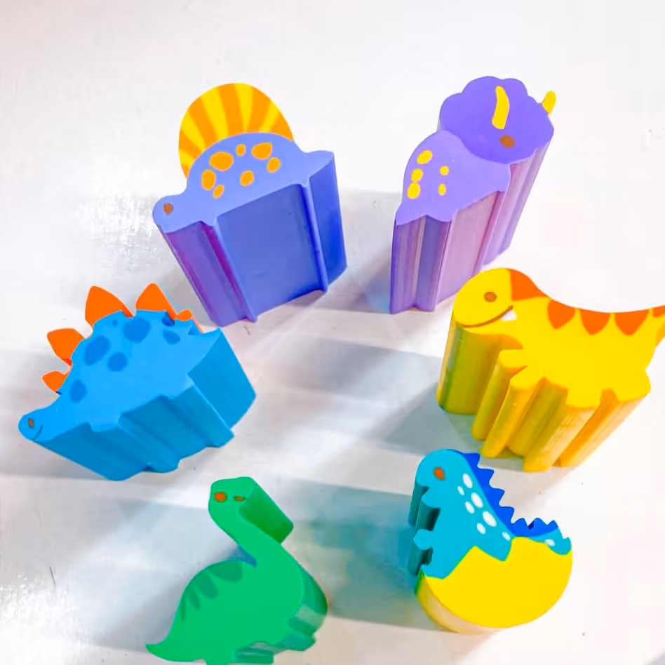 پاک کن استوانه ای فانتزی دایناسور پاک کن فانتزی (شش عدد)