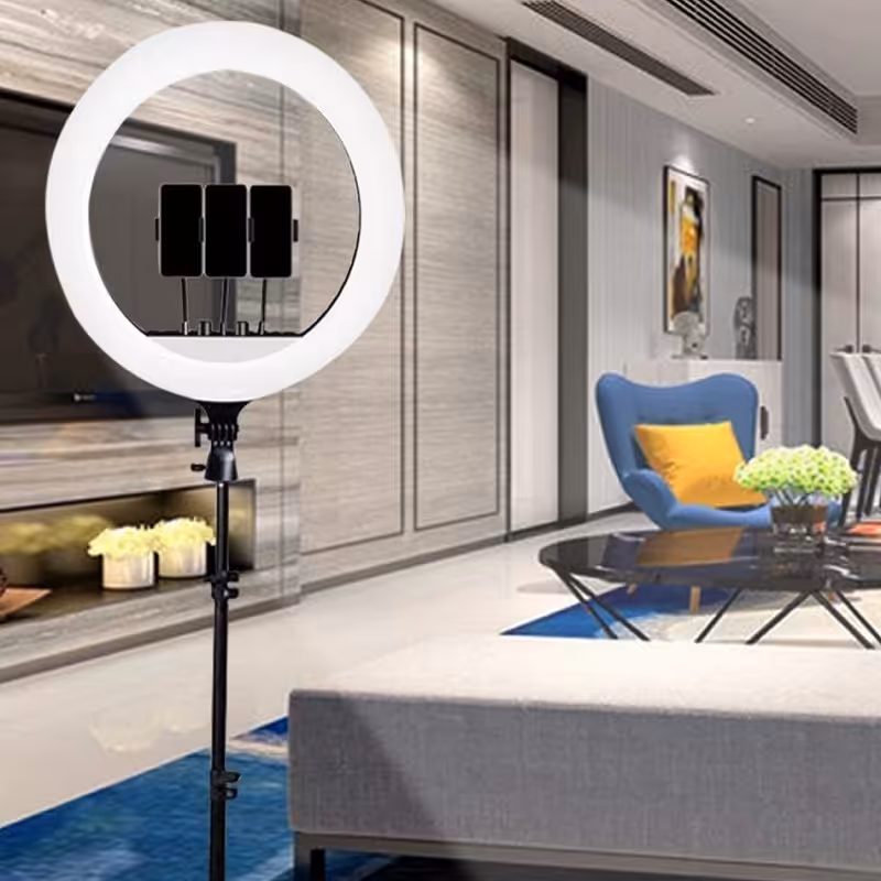 رینگ لایت 18 اینچ اصلی RL 18 با سه پایه 2 متری (بسته بندی محکم ، ارسال رایگان)