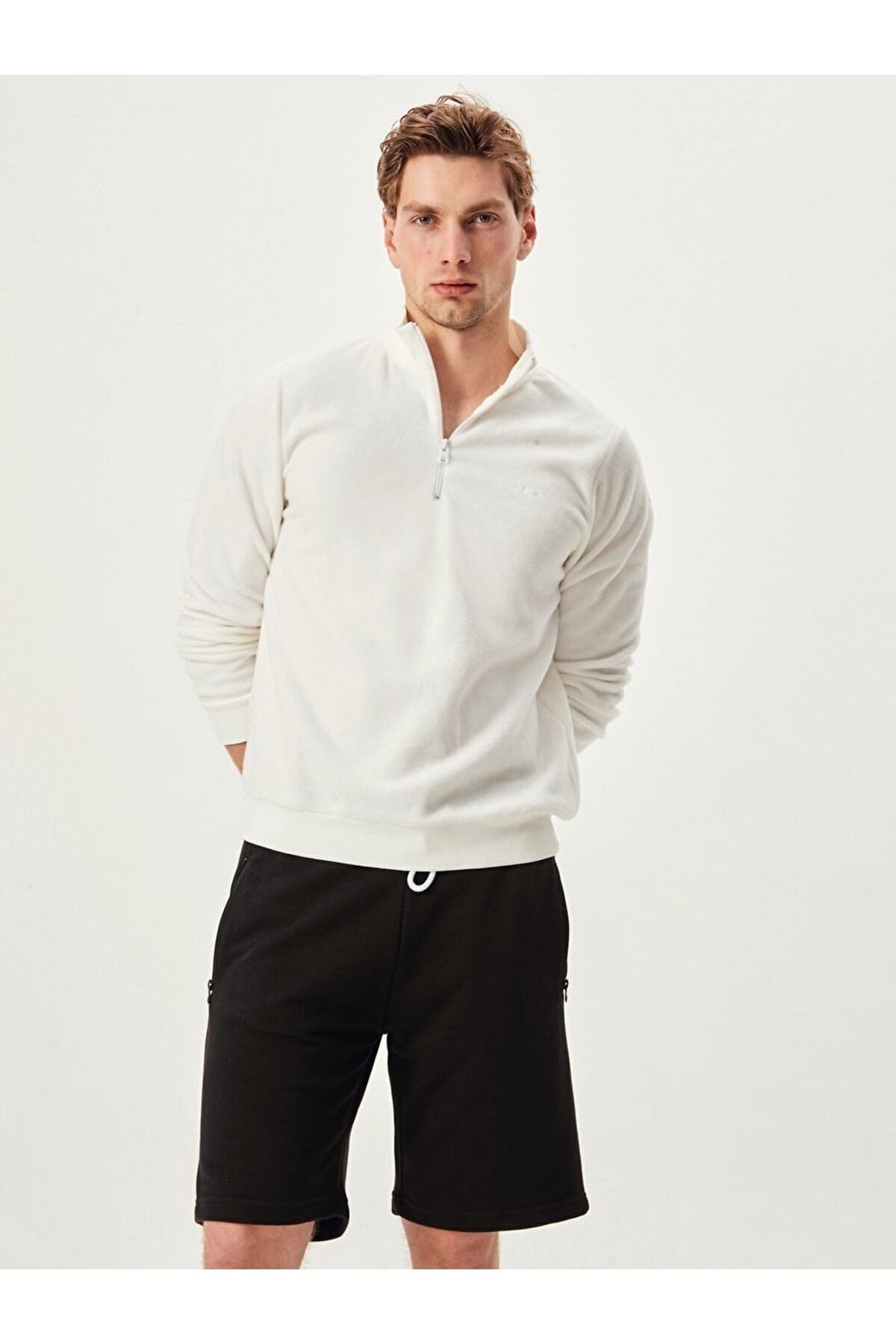 سویشرت مردانه Marifod Half zipper Red Broken sweatshith Ltb