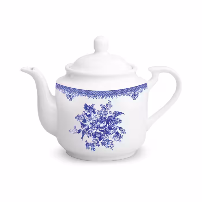 قوری استوانه بزرگ چینی زرین طرح فلورانس (2 پارچه)