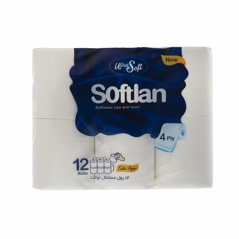 دستمال کاغذی توالت سافتلن مدل 4 لایه بسته 12 عددی