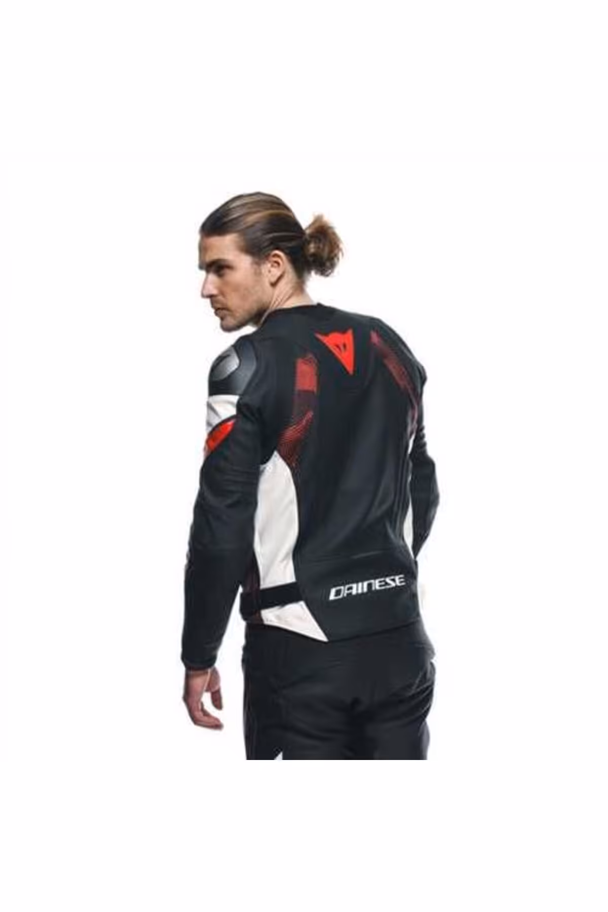 کاپشن موتورسوار مردانه و زنانه موتور کت چرمی سفید یورو 5 Blk Red Lava داینس Dainese