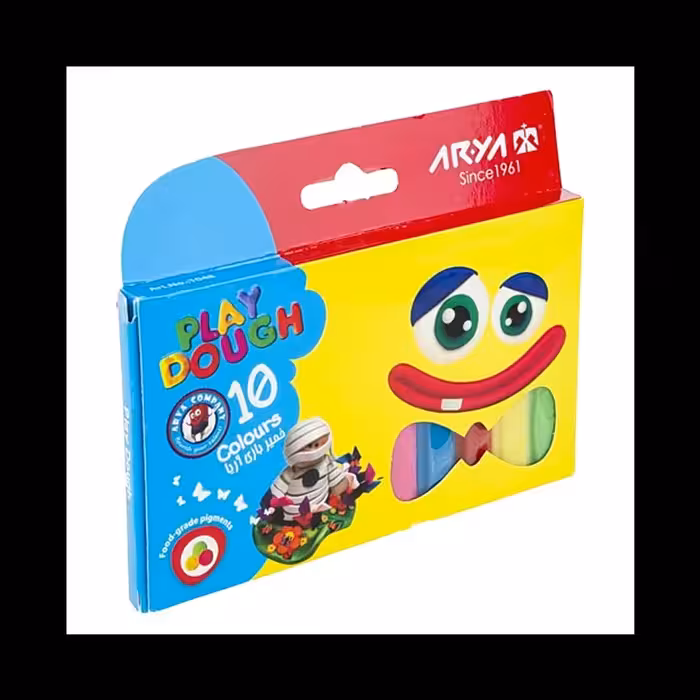 خمیر بازی 10 رنگ مقوایی آریا