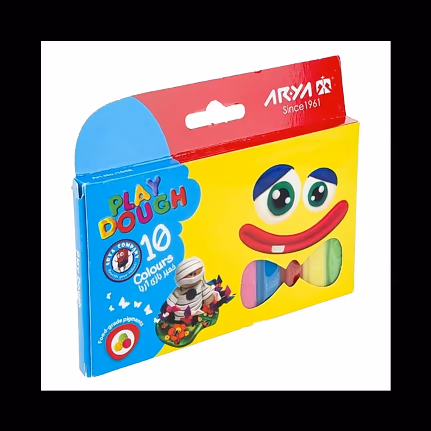 خمیر بازی 10 رنگ مقوایی آریا
