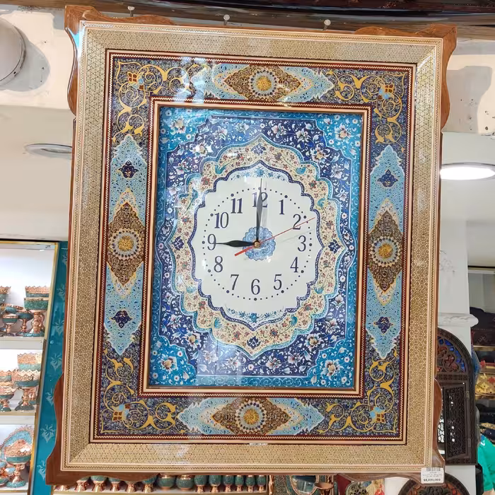 ساعت دیواری خاتم کاری مدل تذهیب اثر استاد خادم ملت 