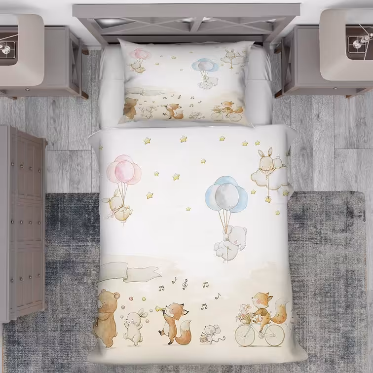 روتختی طرح حیوانات عروسکی خرس و روباه  و خرگوش در حال را ه رفتن BA-5016