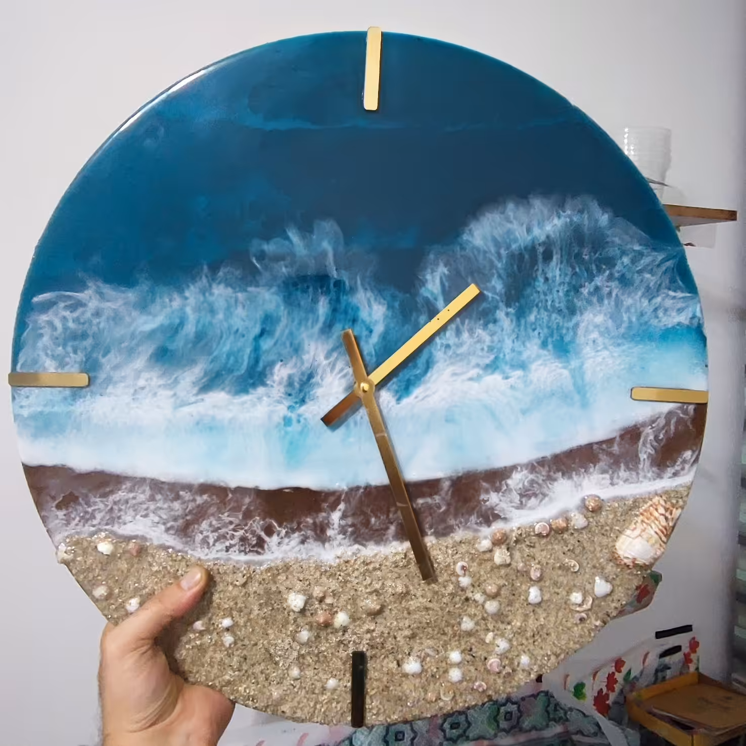 ساعت رزینی قطر 45 سانت طرح دریا
