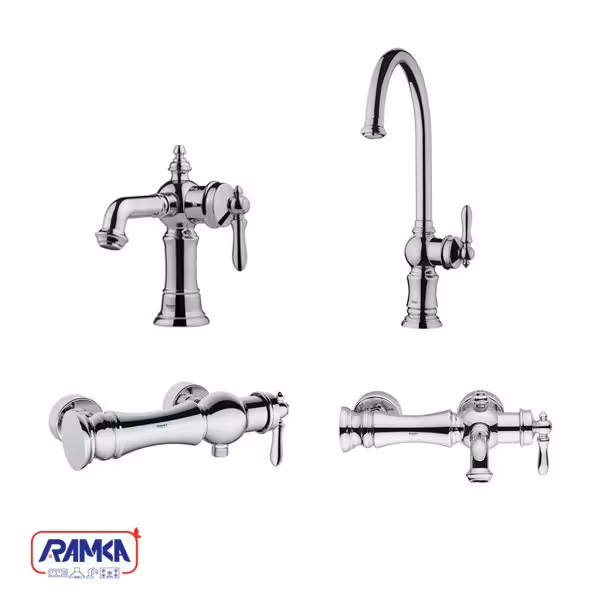 ست شیرالات شودر مدل بیزانس کروم