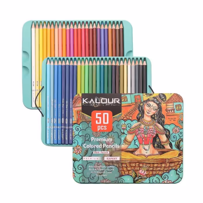 مداد رنگی کالر 50 رنگ جعبه فلزی