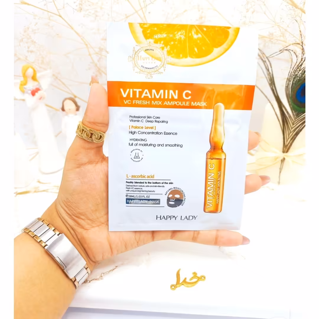 ماسک ورقه ای روشن کننده قوی آمپول ویتامین سی هپی لیدی HAPPY LADY کد HL3203